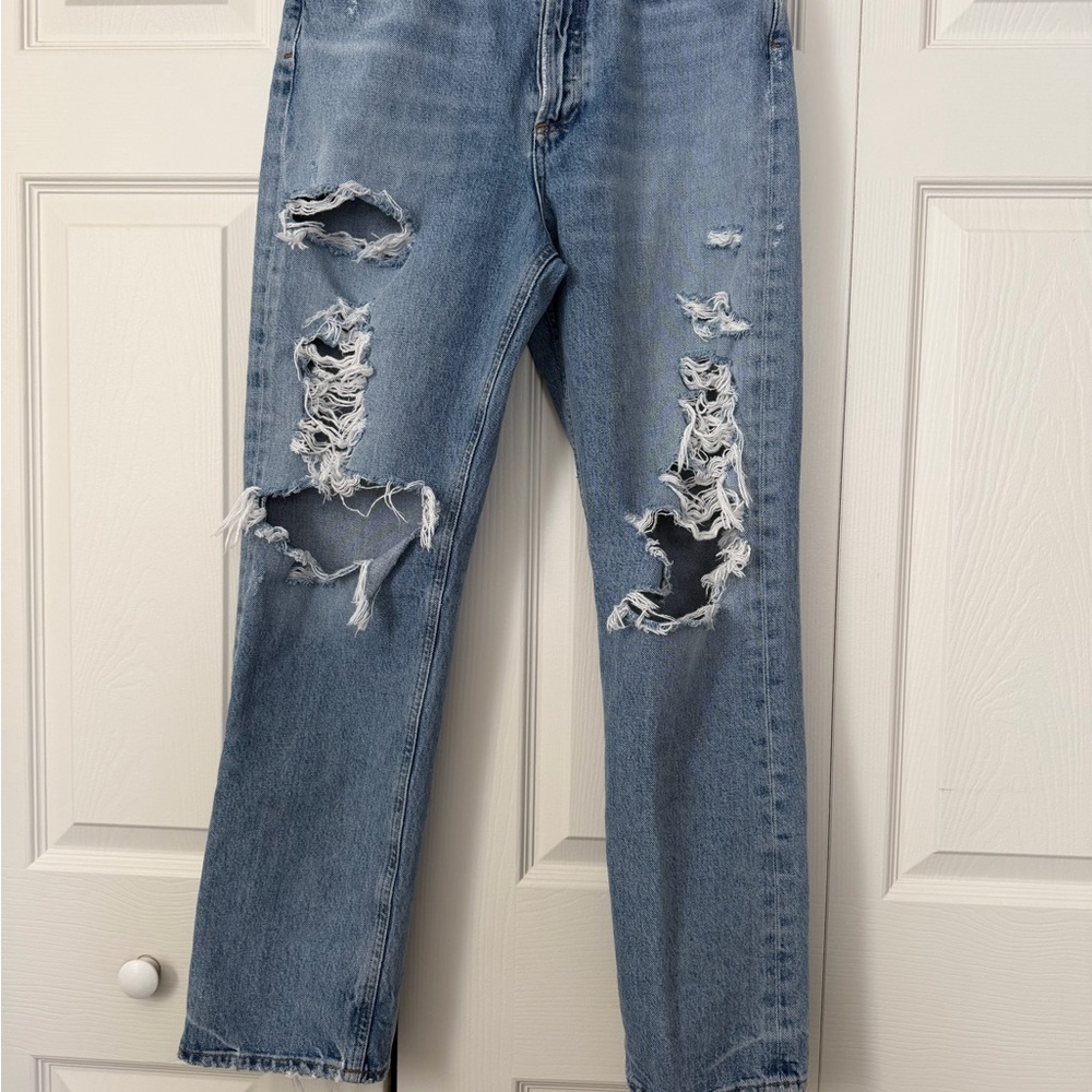 AGOLDE 90's Pinch Waist High Rise Straight Distressed Jeans